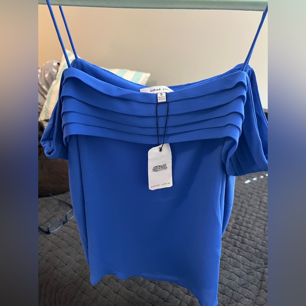 NWT Royal Blue Off-Shoulder Blouse
